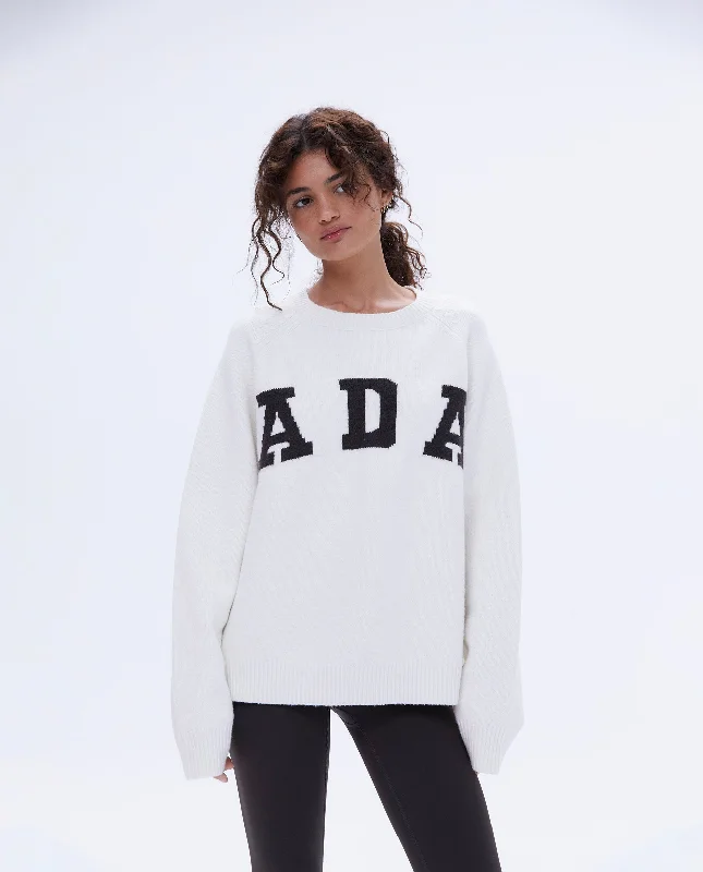 ADA Oversized Knit Sweatshirt - Cream/Coffee Bean