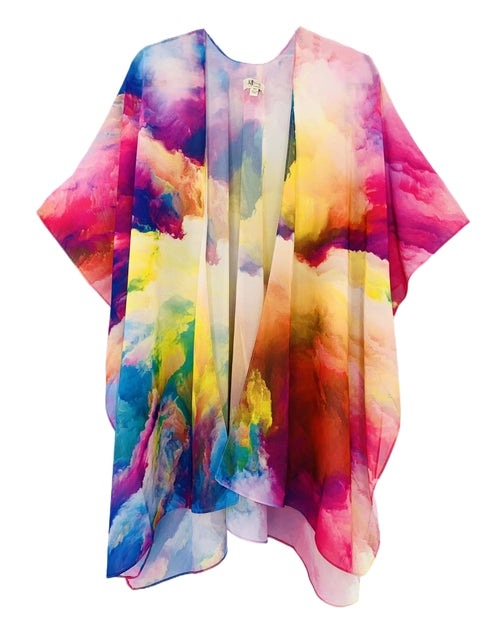 JC070994 Fuchsia Multicolors Clouds Kimono 70994