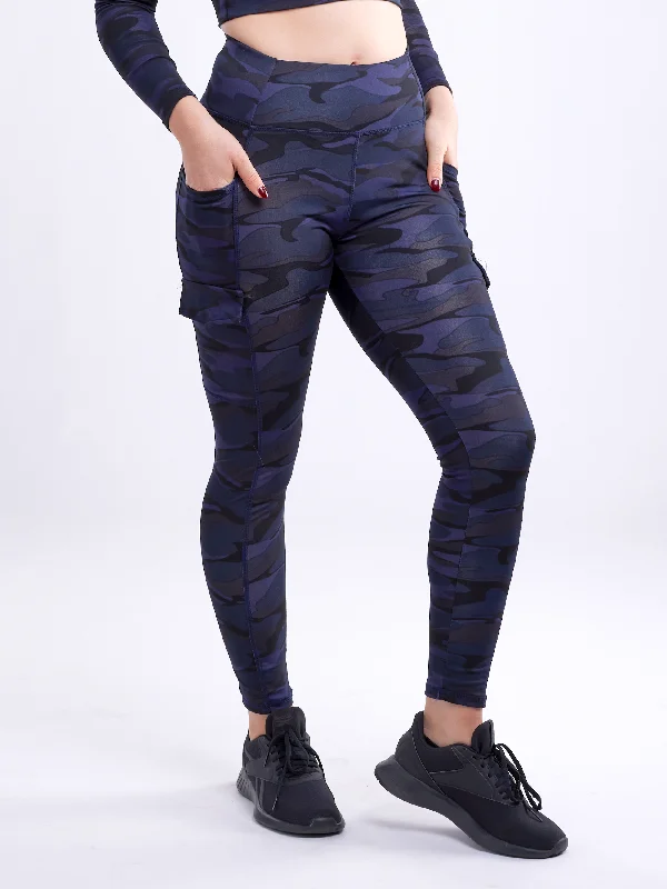 High-Waisted Tactical Outdoor Leggings with Side Cargo Pockets