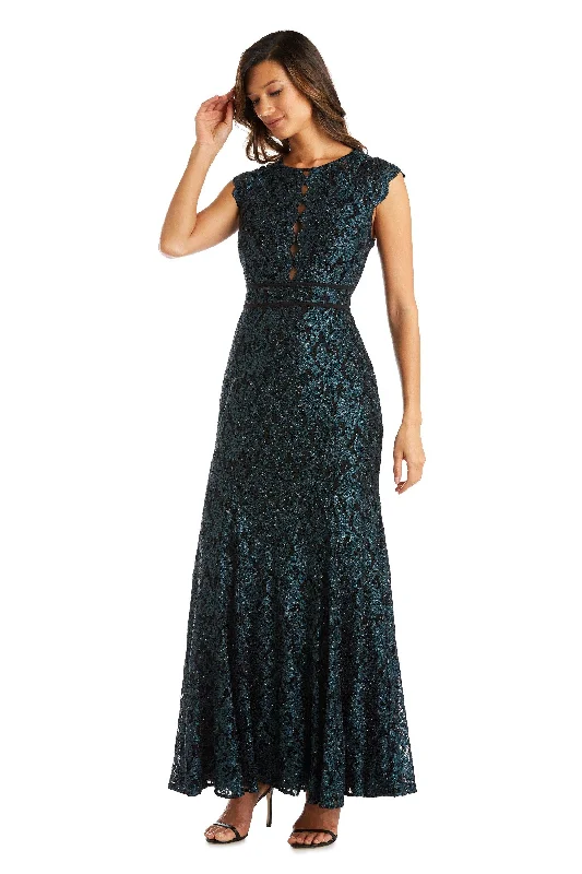 Nightway Long Sleeveless Petite Lace Dress 21842P