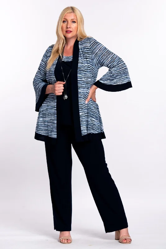 R&M Richards 3906W Plus Size Jacket Pants Suit Navy