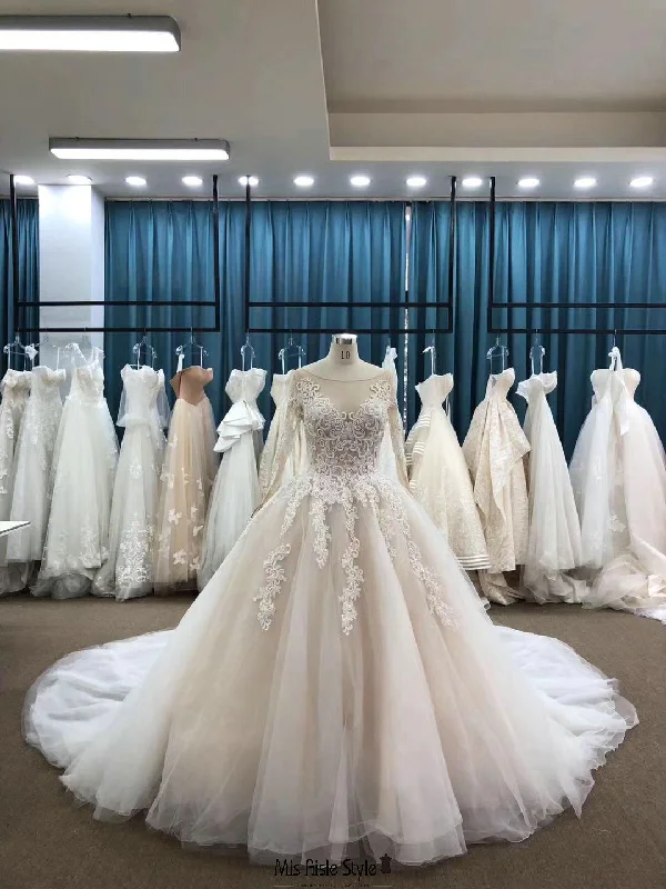 Ball Gown Long Sleeve Plus Size Wedding Dress