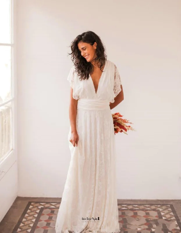 Informal Outdoor Boho Lace Wedding Dress