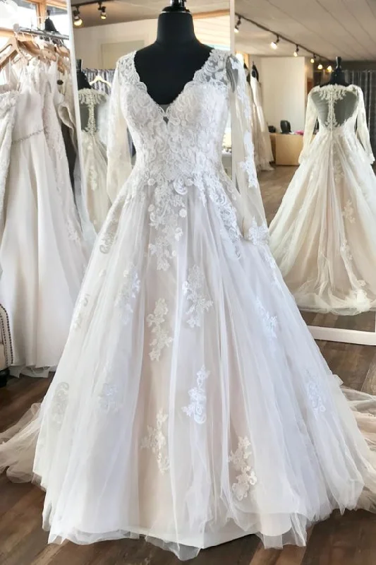 Modest Long Sleeve Lace Wedding Dress