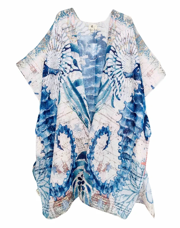 JC 81126 Blue-Multi Seahorse Kimono