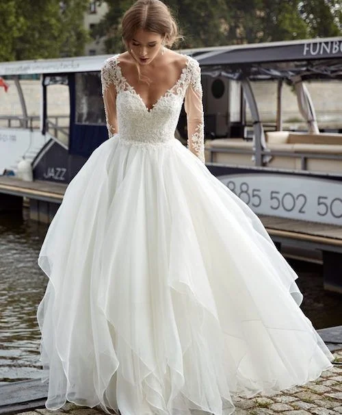 Long Sleeve Ball Gown Wedding Dress