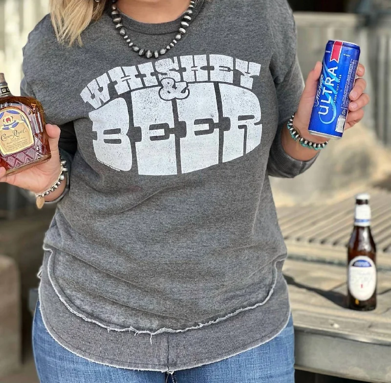 Beer & Whiskey Sweatshirt In Grey