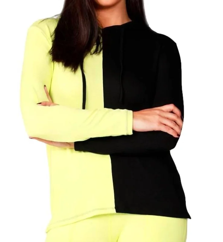 Color Block Hoodie In Black/lime