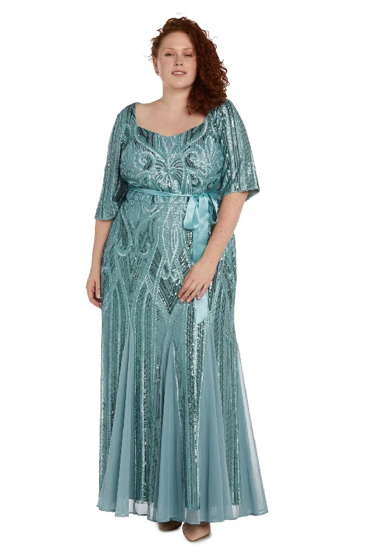 R&M Richards 9225W Plus Size Sequins Long Formal Dress