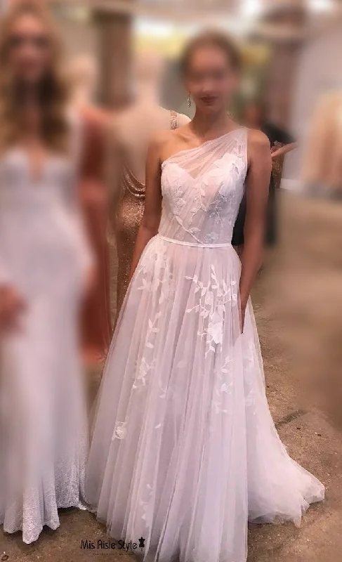 One Shoulder Summer Wedding Dress