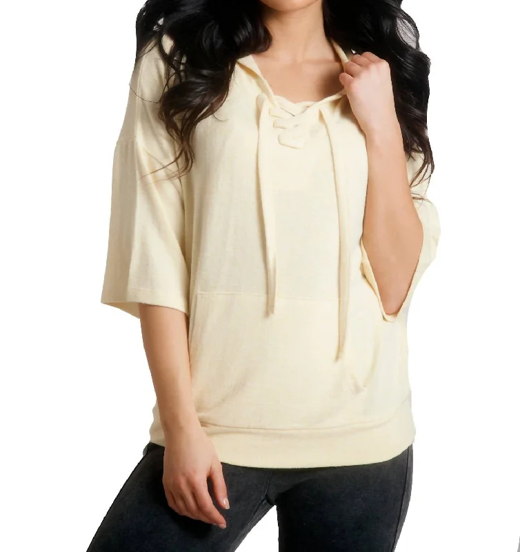 Stella Kashmira Short Sleeve Hoodie In Yellow