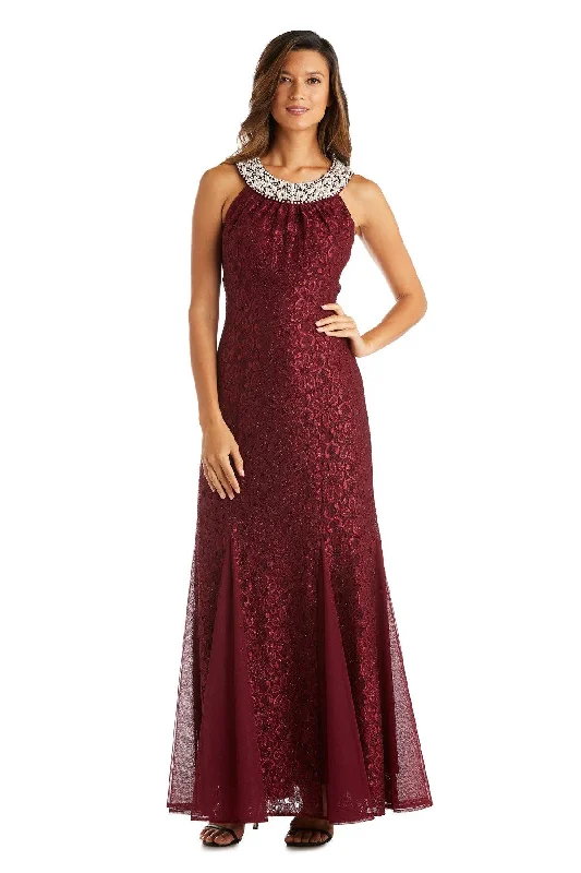 R&M Richards 8903P Long Formal Halter Petite Dress