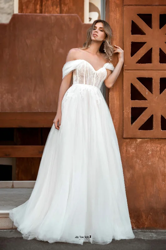 Off Shoulder Sleeves Summer Wedding Dress