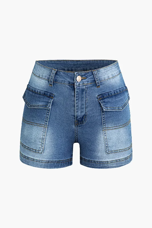 Faded Pocket Denim Shorts