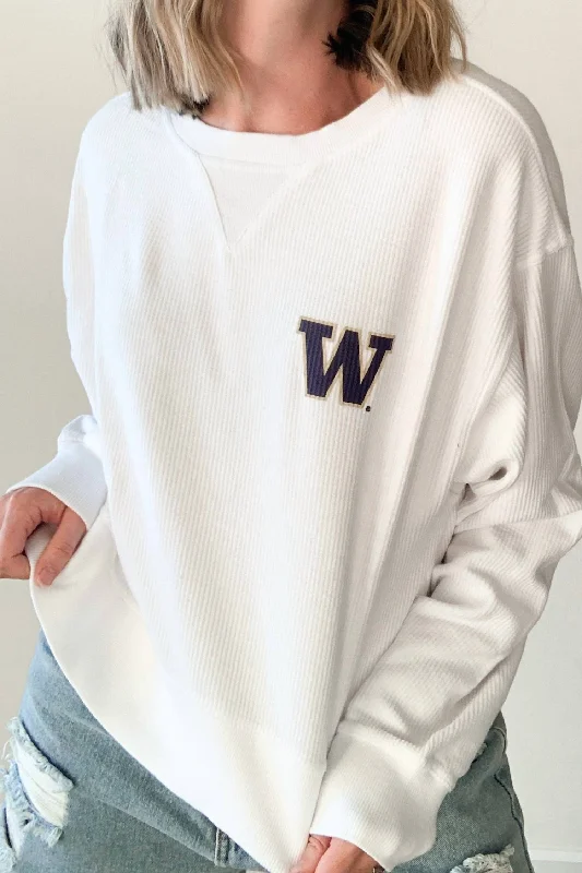 Uw Logo Corded Boxy Sweatshirt In White