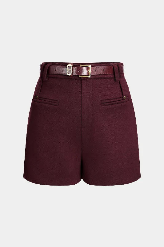 High Waist Belted Shorts