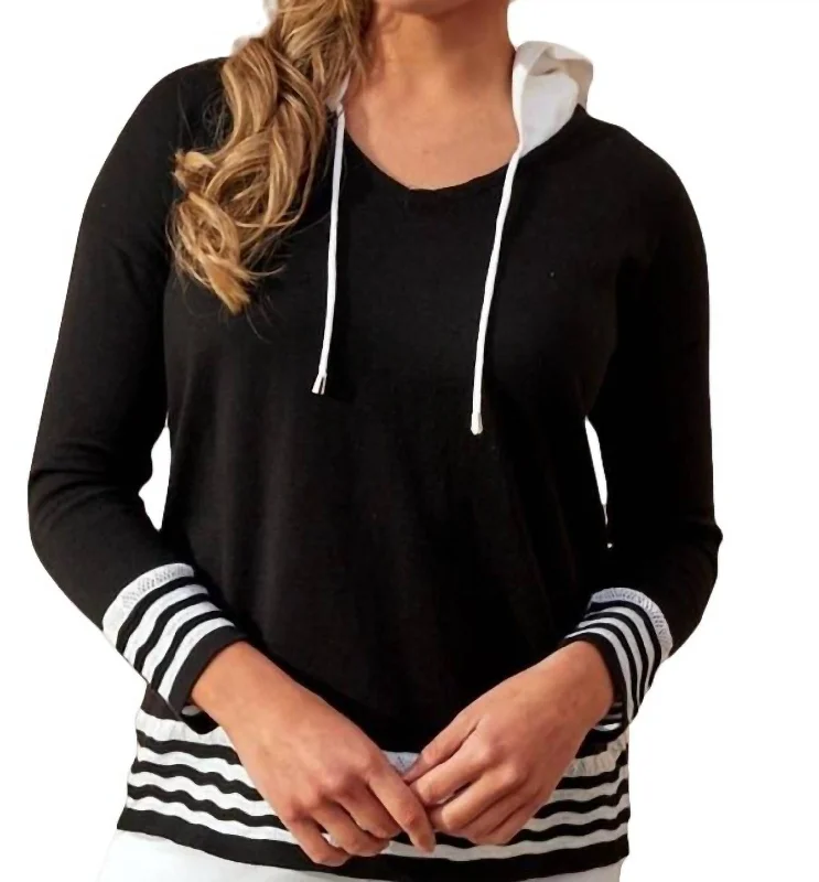 Zig Zag Hoodie In Black/white