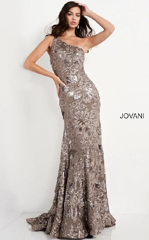 Jovani 05076 One Shoulder Long Formal Dress