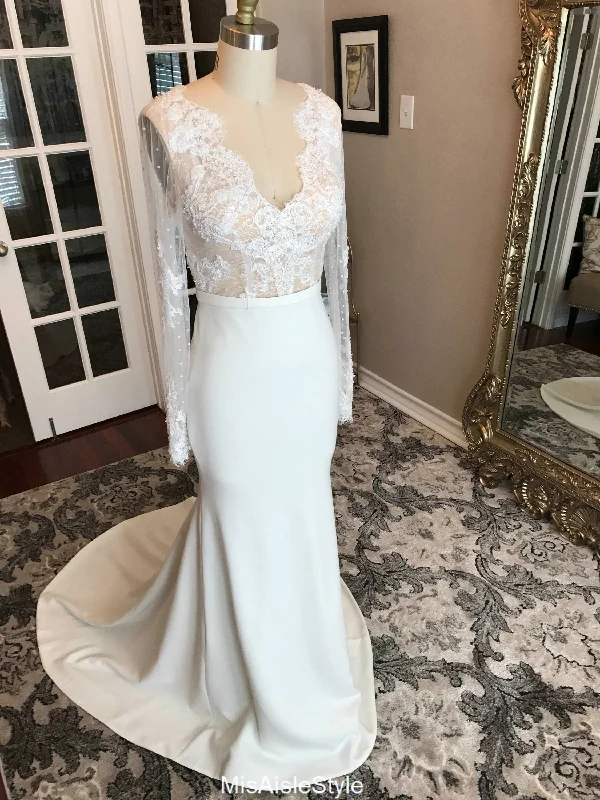 Mermaid Long Sleeve V-back Wedding Dress