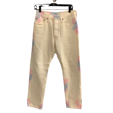 Cream & Pink Jeans Straight Levis, Size 6