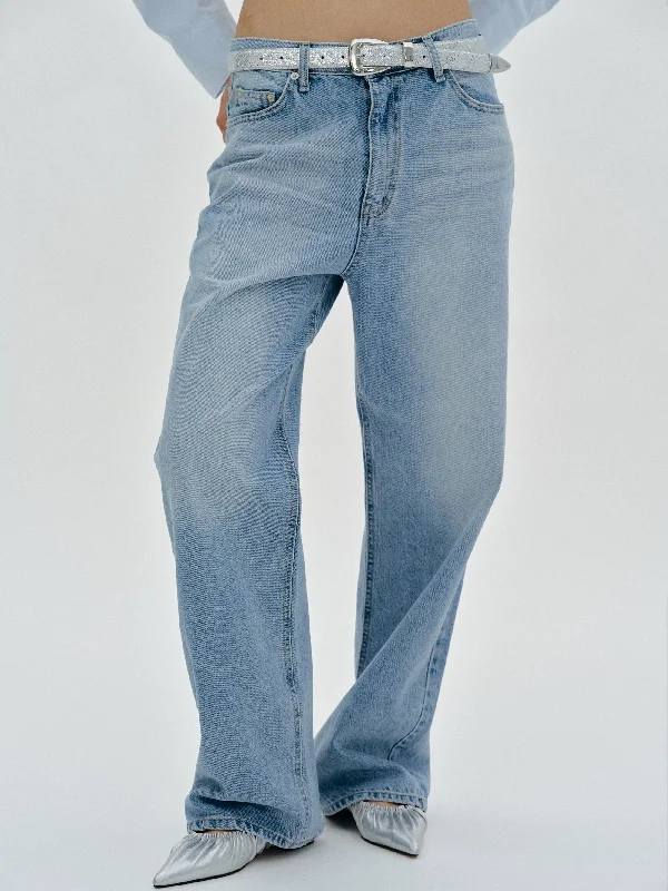 Mid Waist Classic Jeans, Light Blue