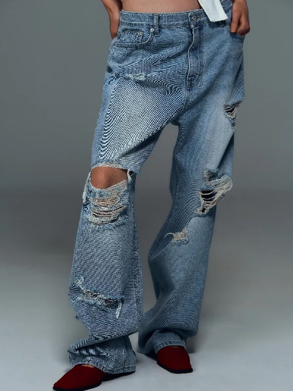 Open Ripped Jeans, Worn Wash