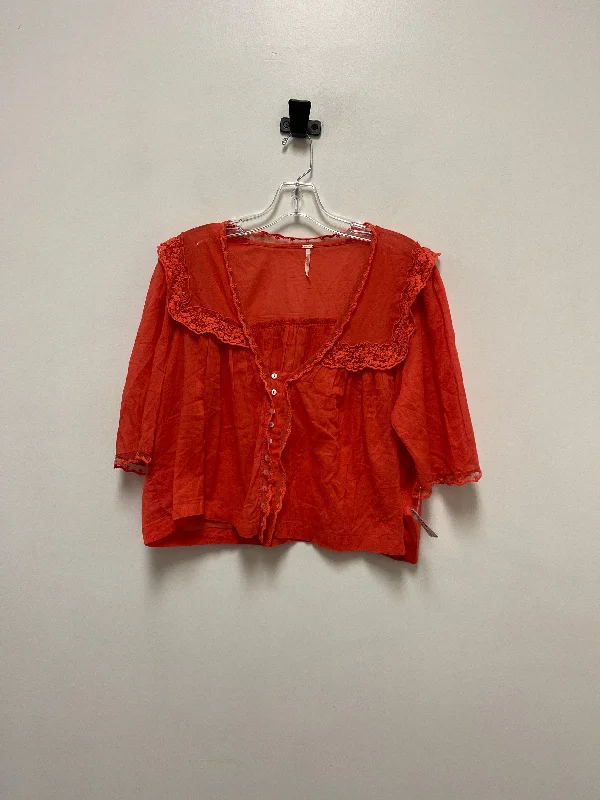 Top Short Sleeve By Free People In Orange, Size: S