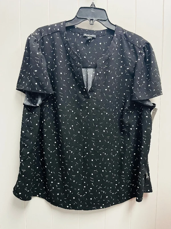 Top Short Sleeve By Hilary Radley In Black & White, Size: Xxl