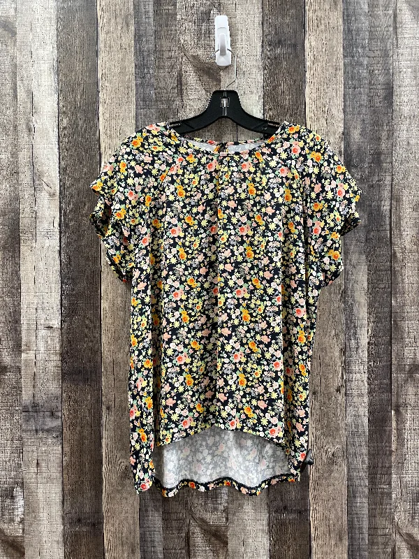 Top Short Sleeve By Loft In Floral Print, Size: Petite L