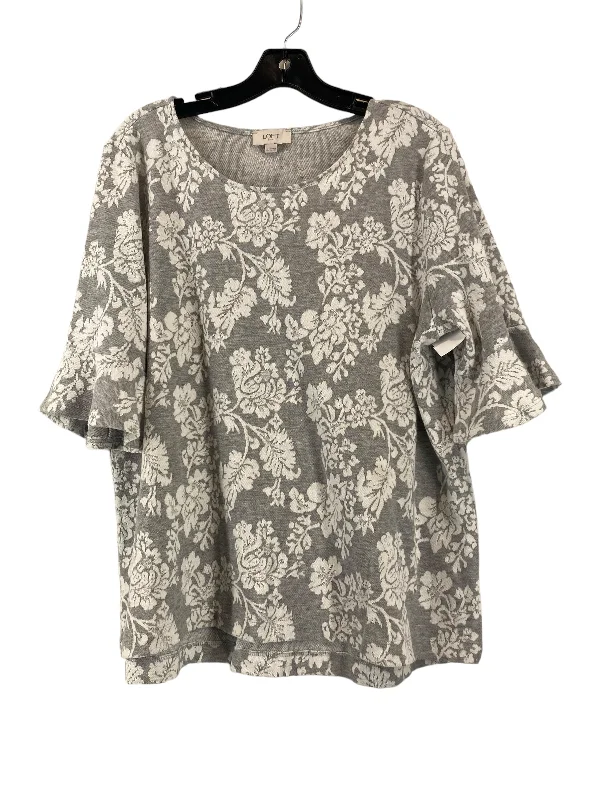 Top Short Sleeve By Loft In Grey, Size: Xl