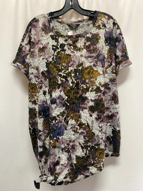 Top Short Sleeve By Simply Vera In Grey, Size: Xxl