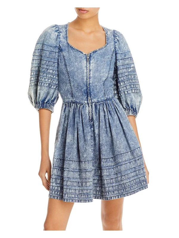 Dylan Womens Chambray Short Mini Dress