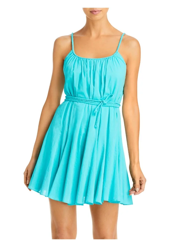 Womens Flowy Tie-front Mini Dress