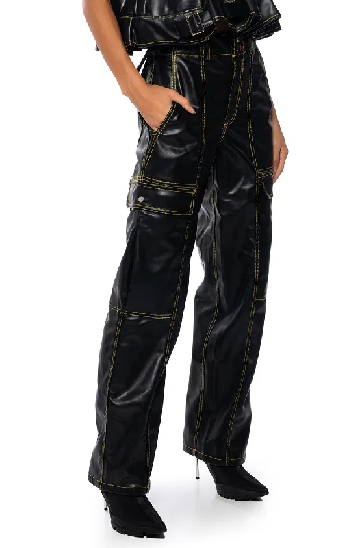 CASSIE CARGO FAUX LEATHER PANT