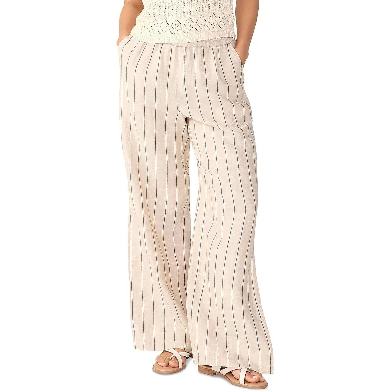 Womens Linen Pull on Wide Leg Pants