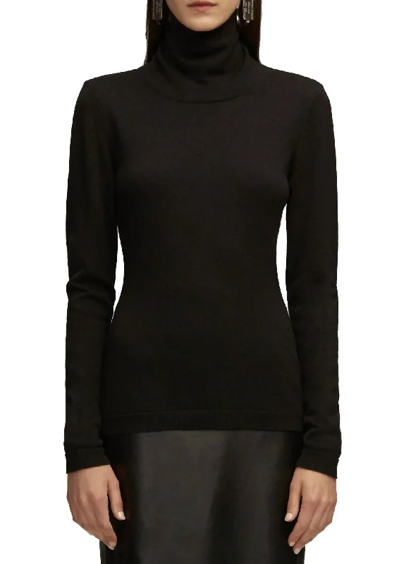 Ashlie Cashmere Turtleneck Sweater In Black