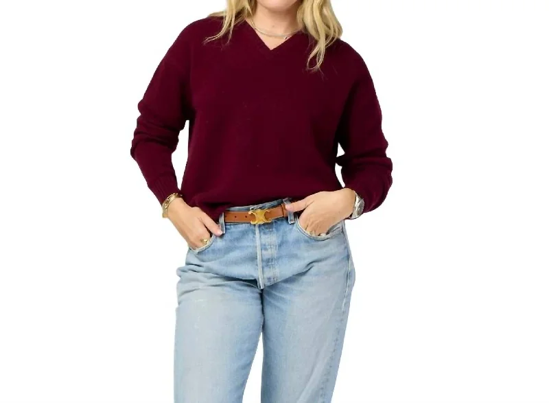 Frenchy Cashmere Sweater In Burgundy