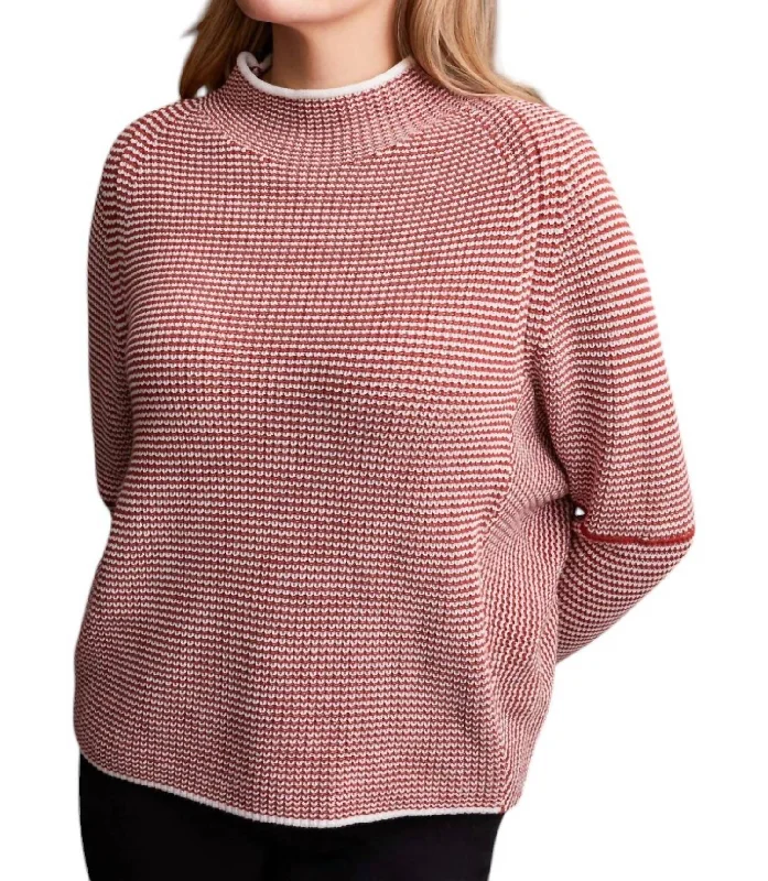 Funnel Neck Sweater In Mahogany