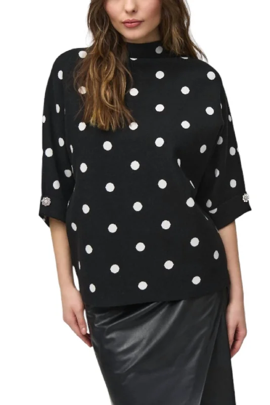 Jacquard Dot Sweater In Black / Vanilla