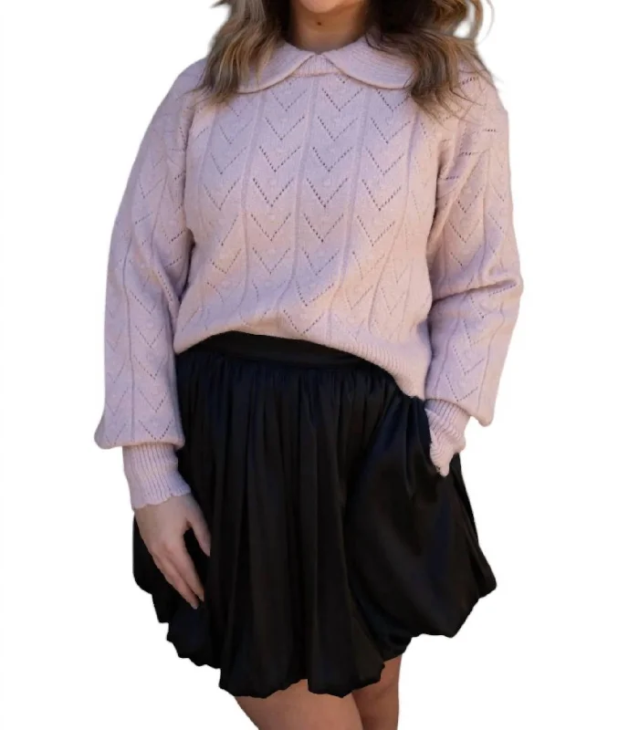 Scallop Edge Sweater In Pink