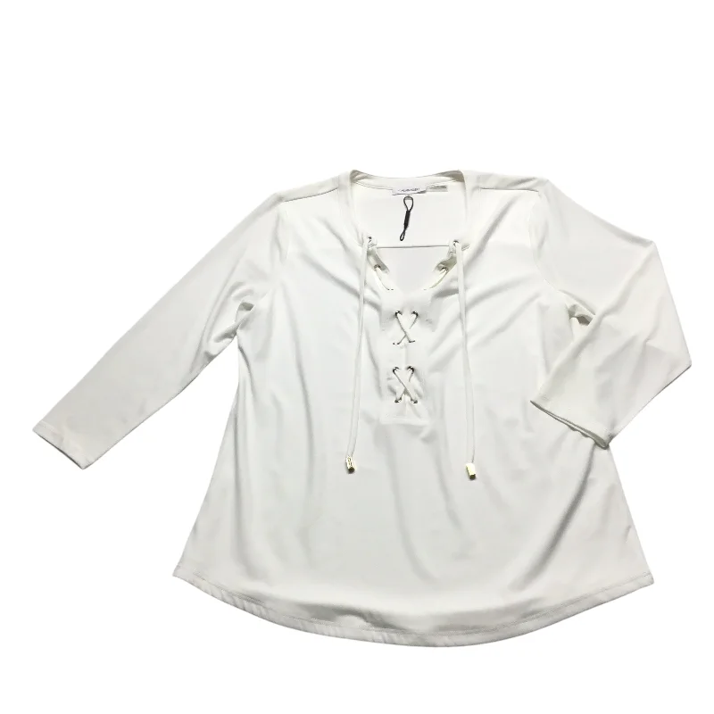 Top Long Sleeve Basic By Calvin Klein In White, Size: M