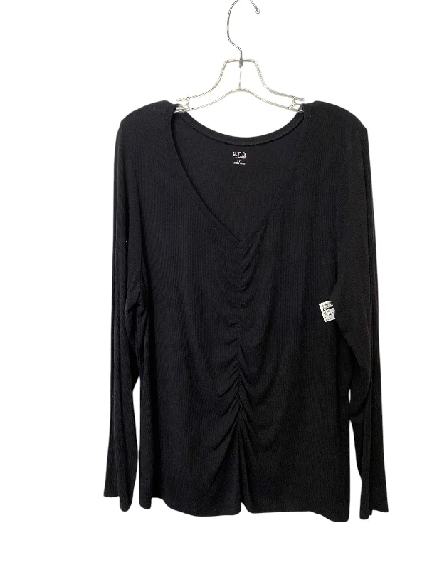 Top Long Sleeve By Ana In Black, Size: Xxl