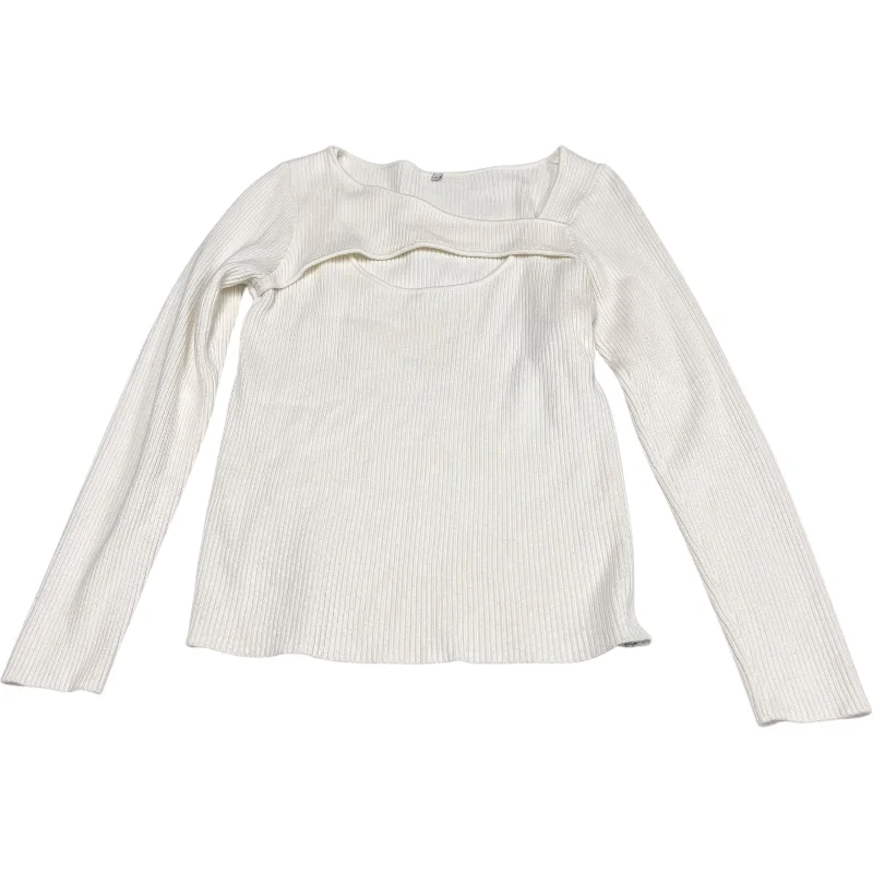 Top Long Sleeve By Clothes Mentor In White, Size: M