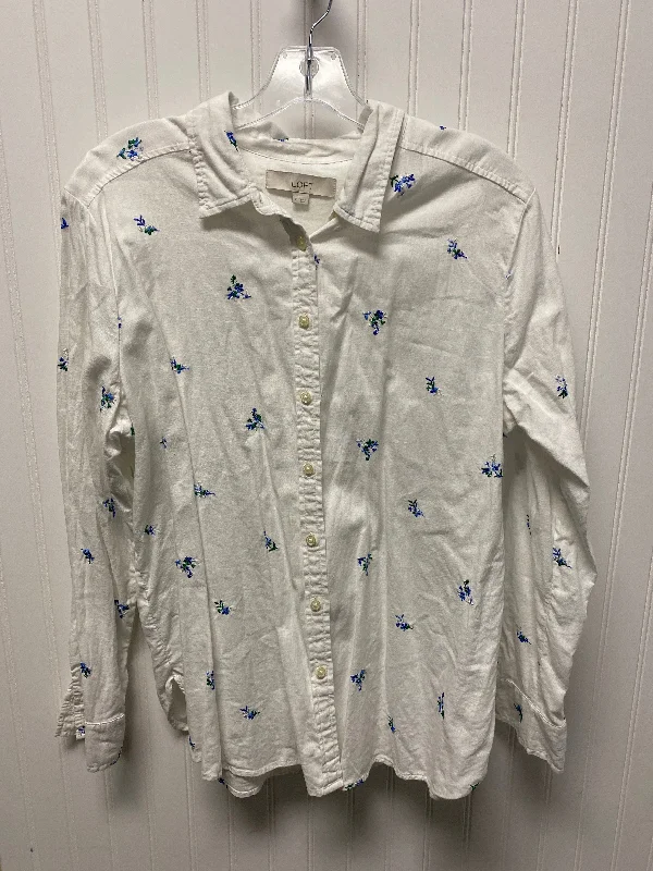 Top Long Sleeve By Loft In Blue & White, Size: Xl