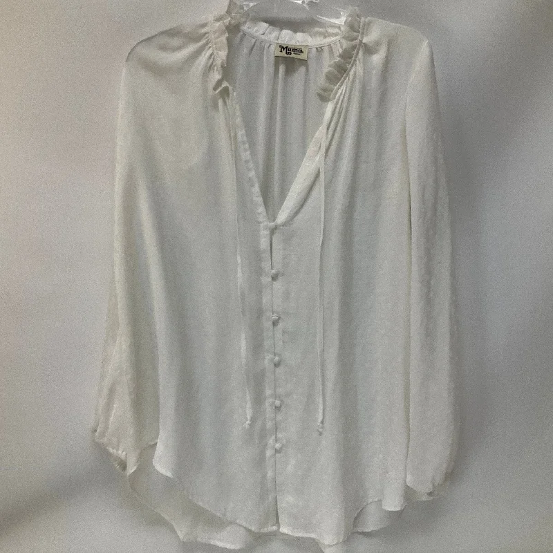 Top Long Sleeve By Mumu In White, Size: S