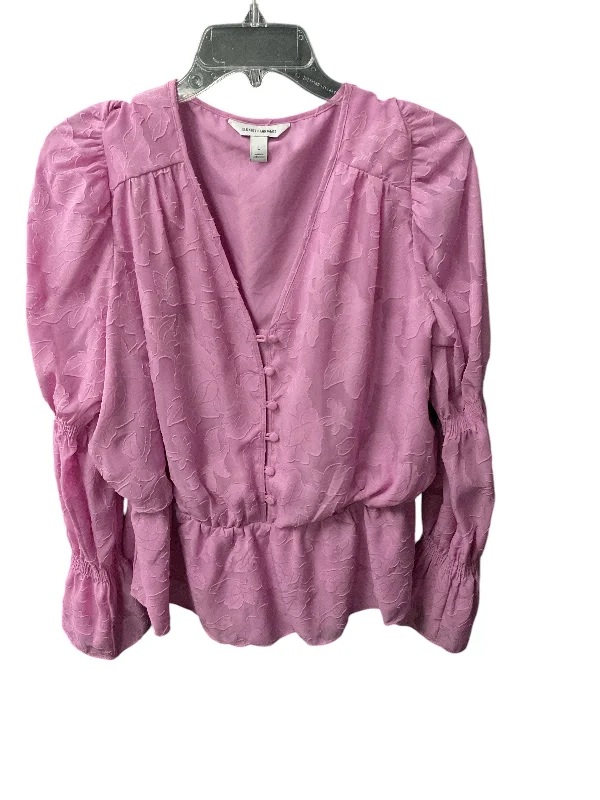 Top Long Sleeve By Top Moda In Purple, Size: L