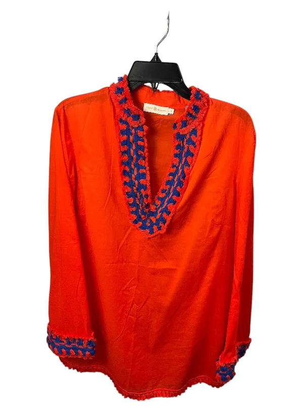 Top Long Sleeve Designer By Tory Burch In Orange, Size: 12