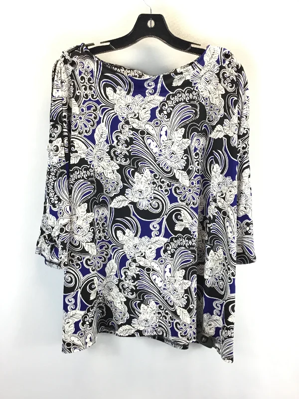 Top 3/4 Sleeve By Avenue In Black & Blue, Size: 18