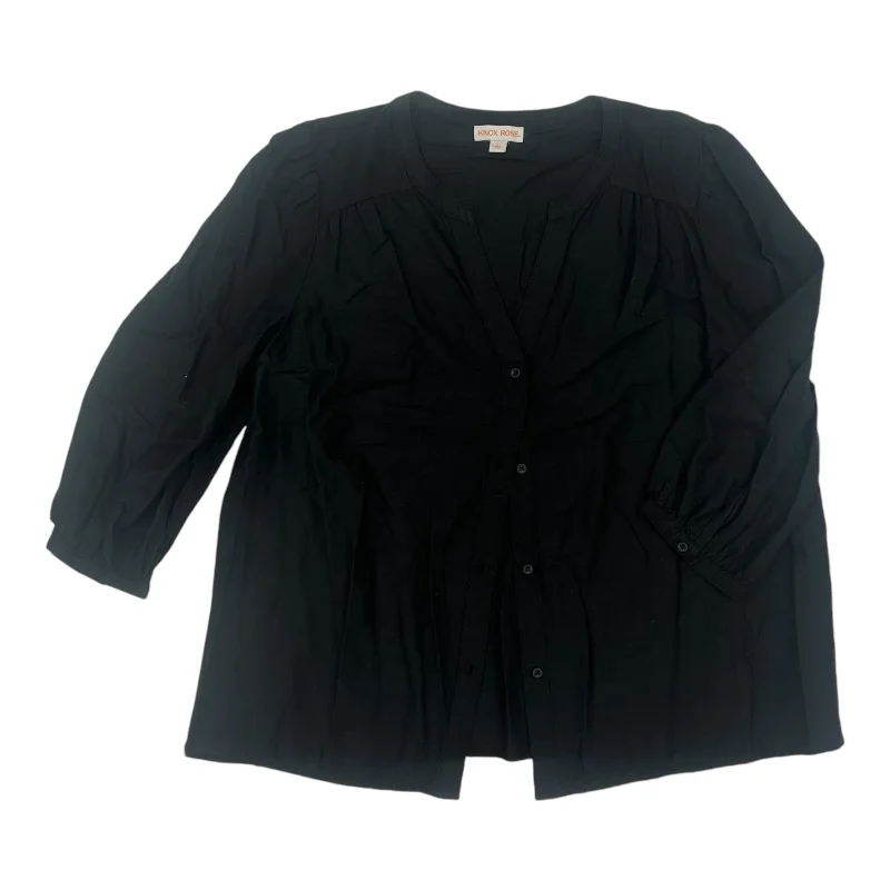 Top 3/4 Sleeve By Knox Rose In Black, Size:L