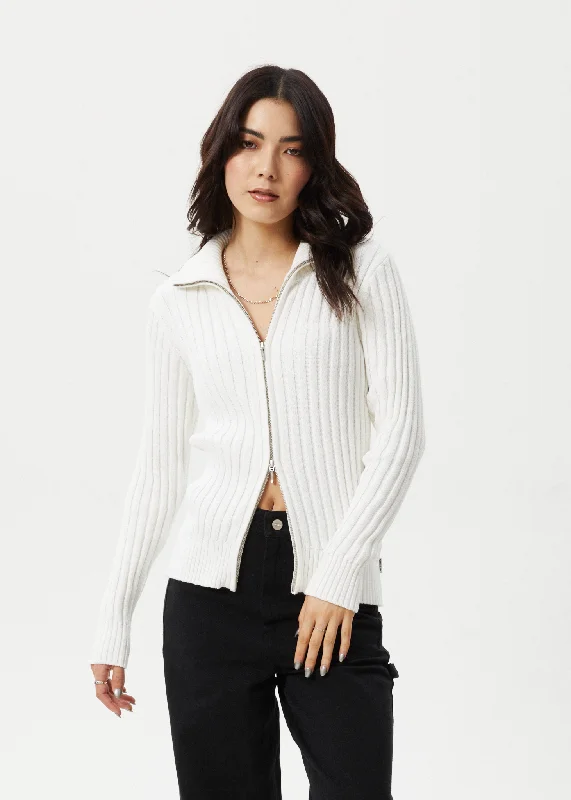 AFENDS Womens Vision - Knit Zip Through Cardigan - White